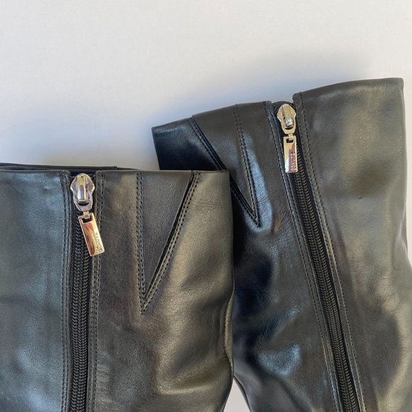 NIB SCHUTZ S-TALL BLACK LEATHER LUG SOLE KNEE HIGH BOOTS SZ 8.5 - Picture 10 of 13